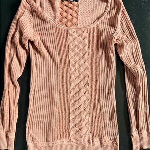 Peruvian Connection Blush Textured Knit Sweater